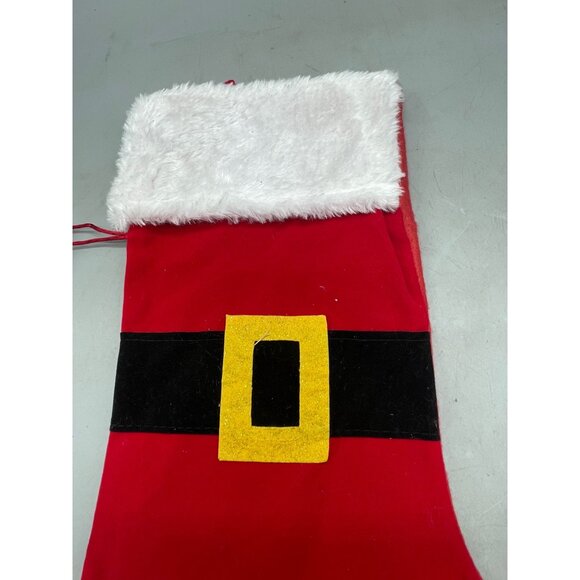 Christmas stocking belt valet felt red foe fur white puff balls 17" READ - Picture 3 of 7